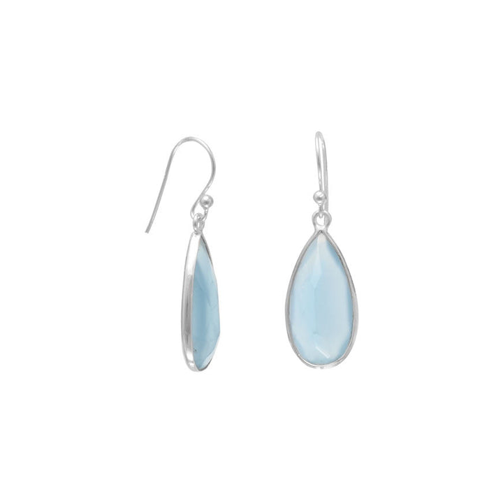 Earth Song Jewelry Blue Chalcedony Pear Shape  sterling silver Earrings