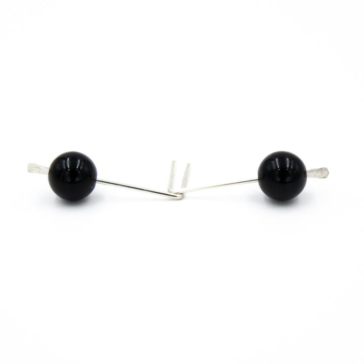 Earth Song Jewelry - Onyx Hammered Silver Sticks Argentium Sterling Silver Earrings