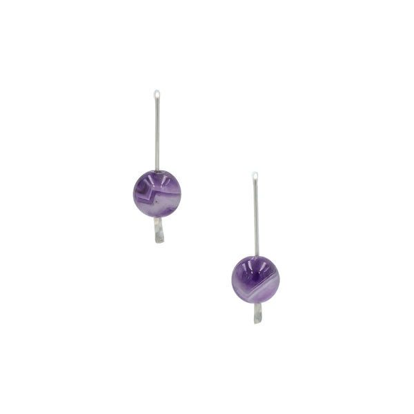 Earth Song Jewelry - handmade Amethyst hammered silver stick earrings