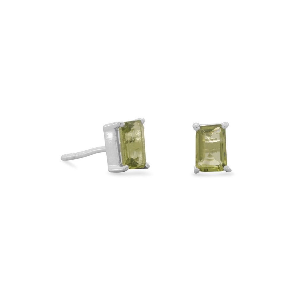 Earth Song Jewelry Emerald Cut Peridot sterling silver nPost Earrings