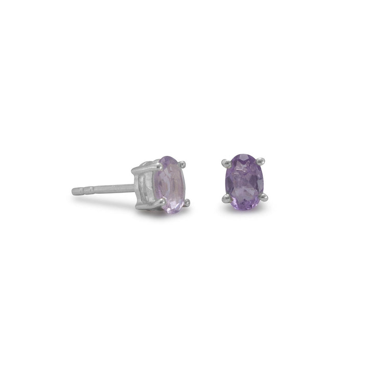Earth Song Jewelry Faceted Oval Amethyst sterling silver Earrings