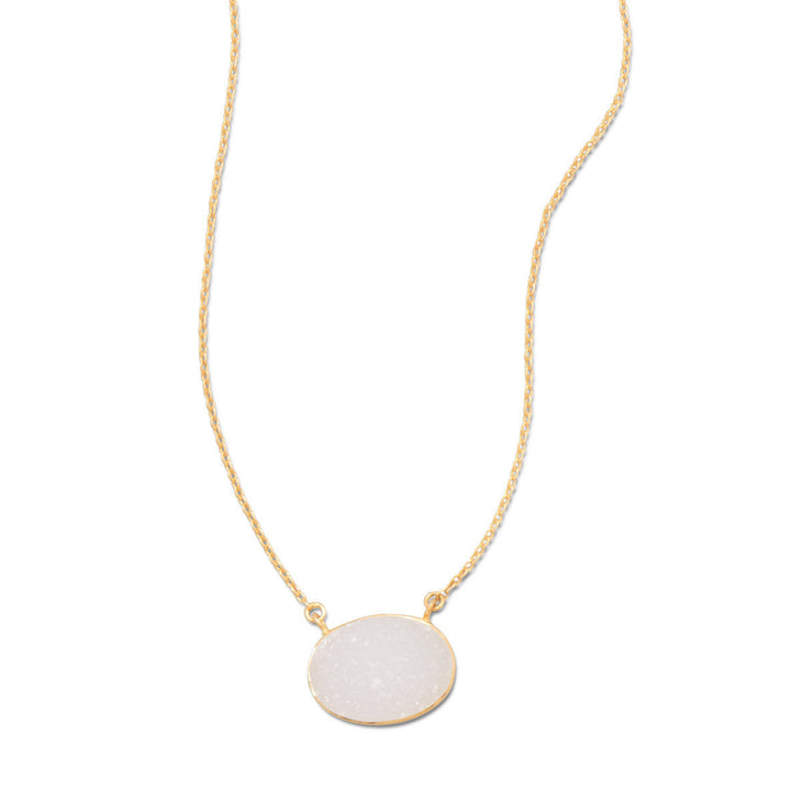 Earth Song Jewelry Gold sterling silver White Druzy Necklace