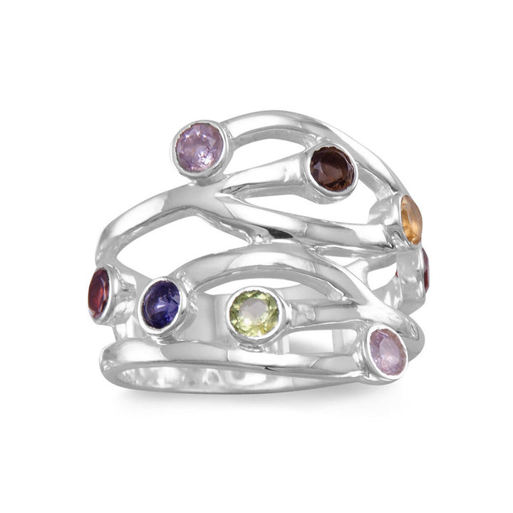 Earth Song Jewelry Multistone Open Design sterling silver Ring