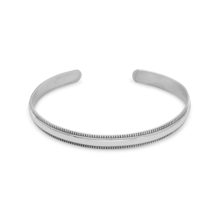 Earth Song Jewelry Sterling Silver Cuff with Oxidized Beaded Edge