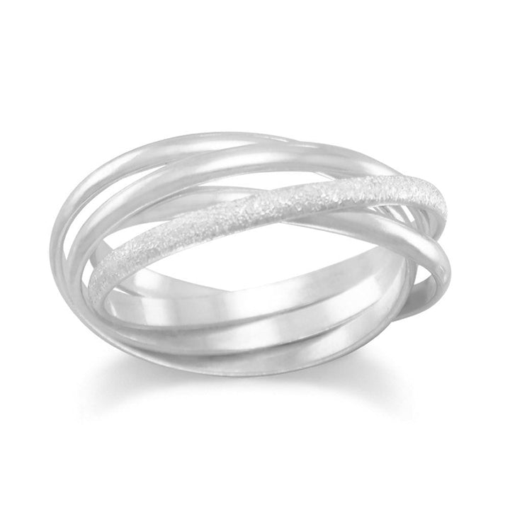 Earth Song Jewelry Polished and Stardust sterling silver MultiBand Ring