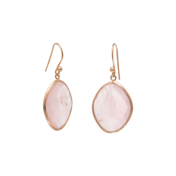 Earth Song Jewelry Rose Gold Plated sterling silver Rose Quartz Earrings
