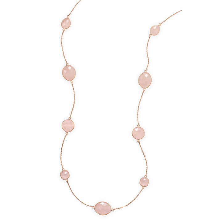 Earth Song Jewelry Rose Gold Plated sterling silver Rose Quartz Necklace