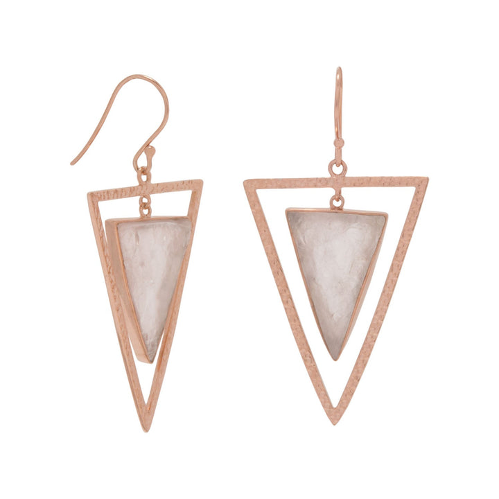 Earth Song Jewelry Rose Gold Rose Quartz Triangle Earrings