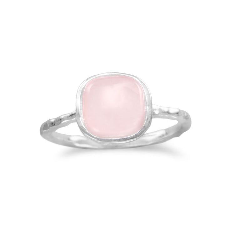 Earth Song Jewelry Square Rose Quartz  sterling silver Ring