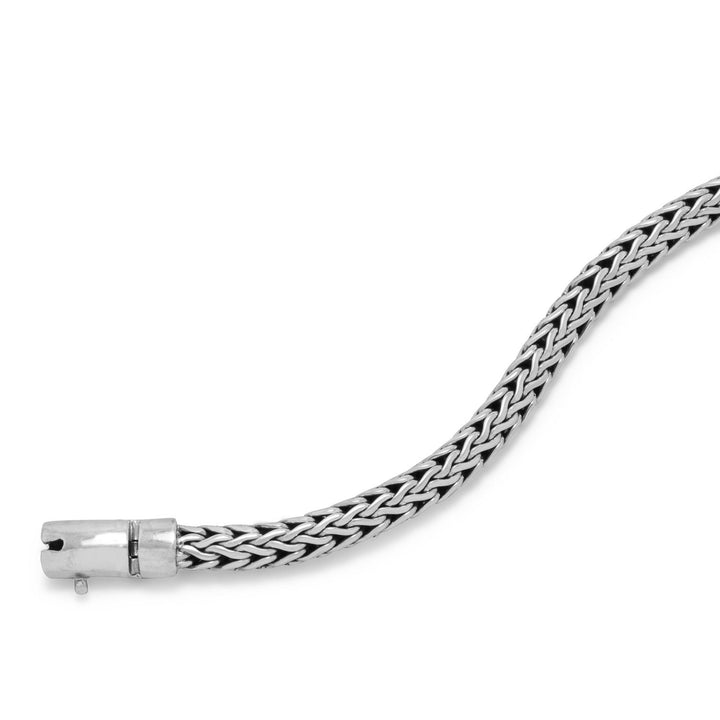 Earth Song Jewelry detail of sterling silver woven Bali bracelet