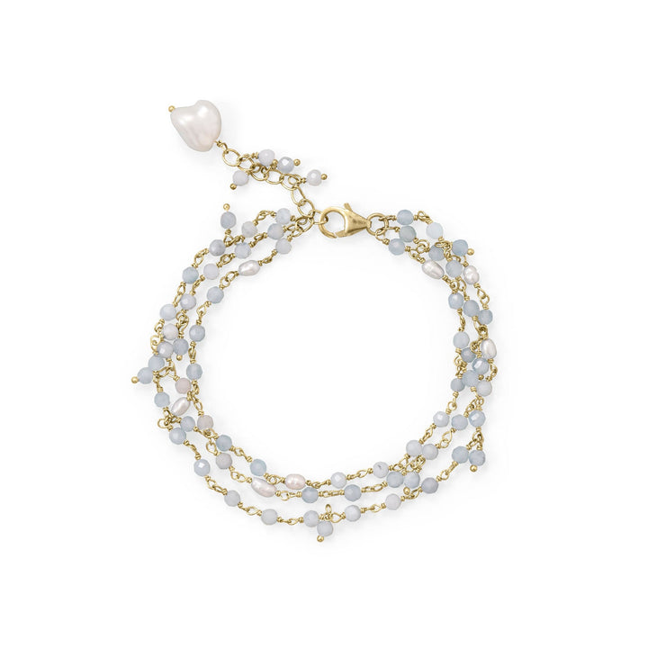 Earth Song Jewelry gold Aquamarine and Pearl Bracelet