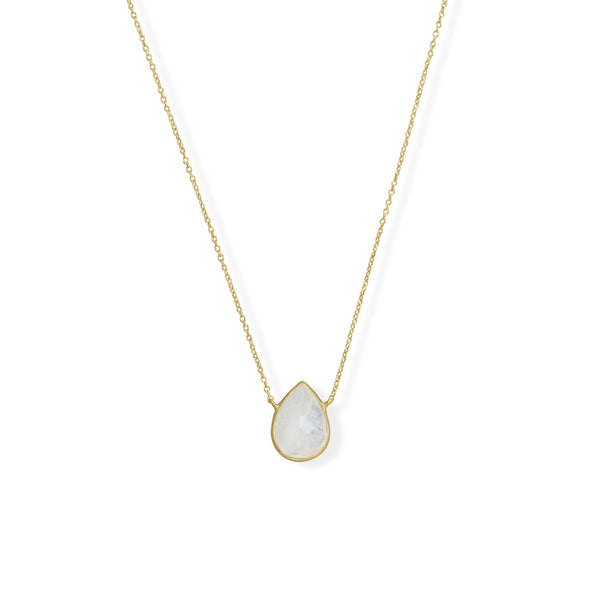 Earth Song Jewelry gold Pear Rainbow Moonstone Necklace
