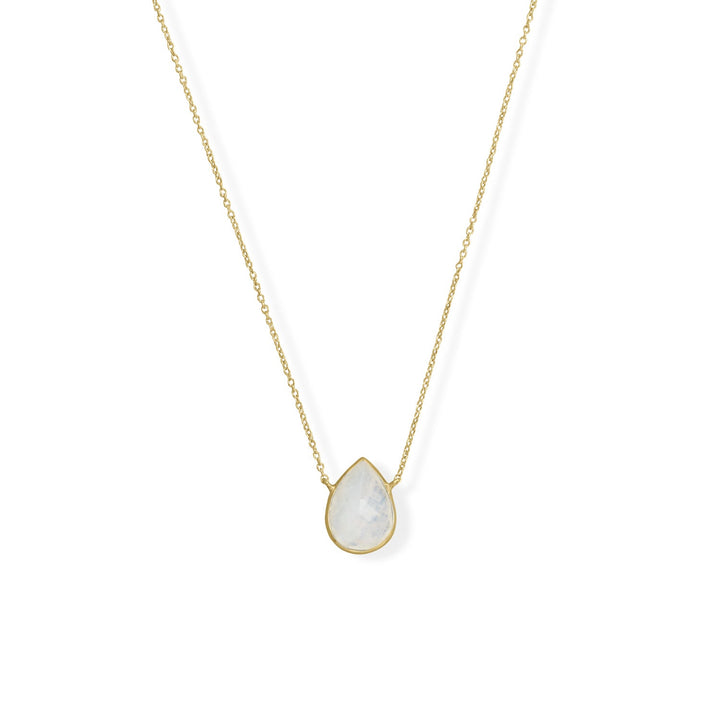 Earth Song Jewelry gold Pear Rainbow Moonstone Necklace