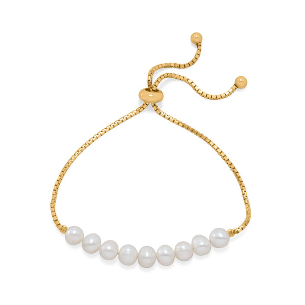 Earth Song Jewelry gold Pearl Bolo Bracelet