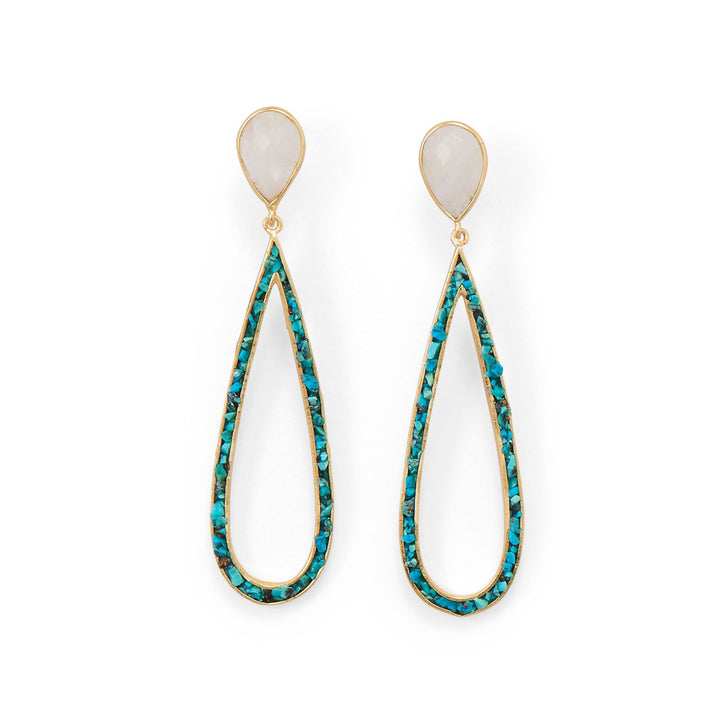 Earth Song Jewelry gold Rainbow Moonstone and Turquoise Post Earrings