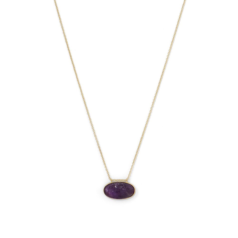 Earth Song Jewelry gold Rough Cut Amethyst Slide Pendant Necklace