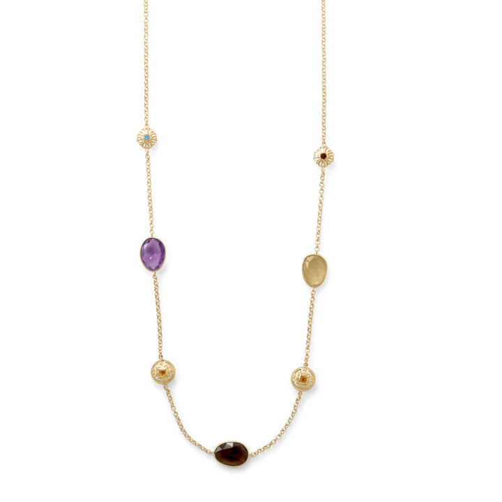 Earth Song Jewelry gold long Multi Stone Necklace