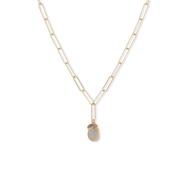 Earth Song Jewelry gold moonstone amethyst labradorite paperclip Necklace