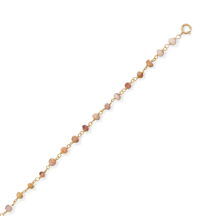 Earth Song Jewelry gold pink opal anklet at angle