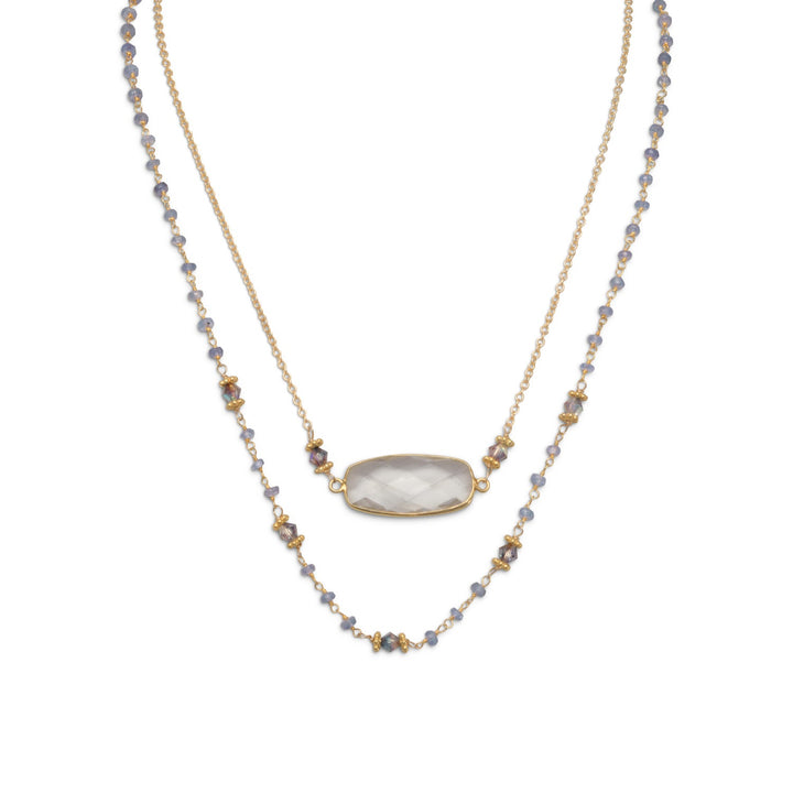 Earth Song Jewelry gold sterling silver Double Strand Tanzanite and Quartz Necklace