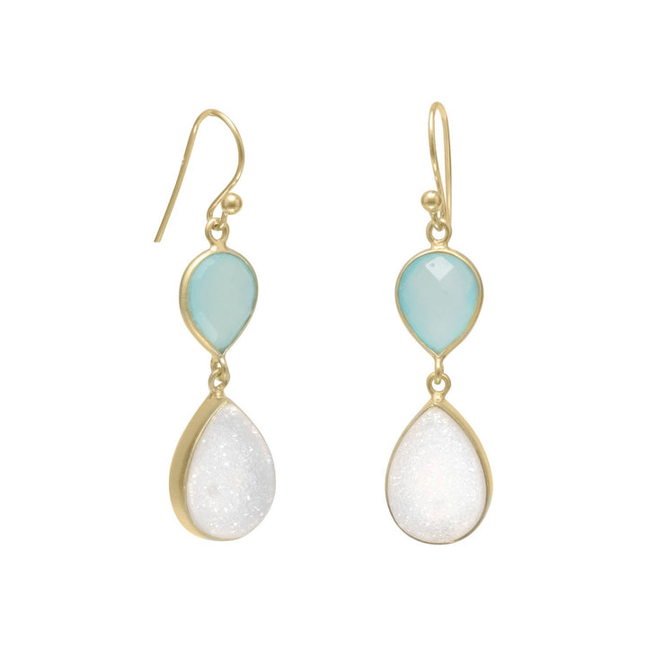 Earth Song Jewelry gold sterling silver Earrings with Green Chalcedony and Druzy
