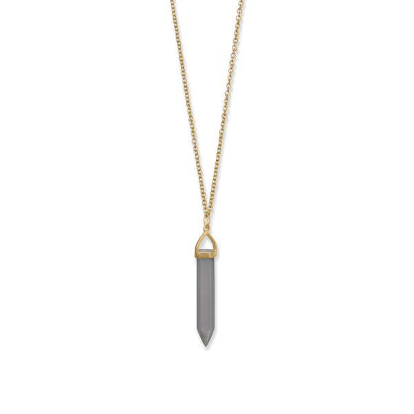 Earth Song Jewelry gold sterling silver Spike Pencil Cut Gray Moonstone Necklace
