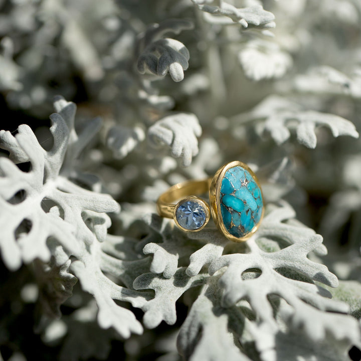Earth Song Jewelry gold sterling silver turquoise and topaz ring