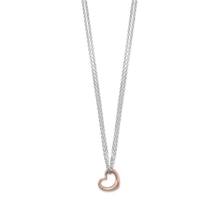Earth Song Jewelry hanging sterling silver rose gold heart necklace