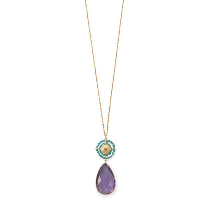 Earth Song Jewelry long gold Amethyst and Amazonite Necklace