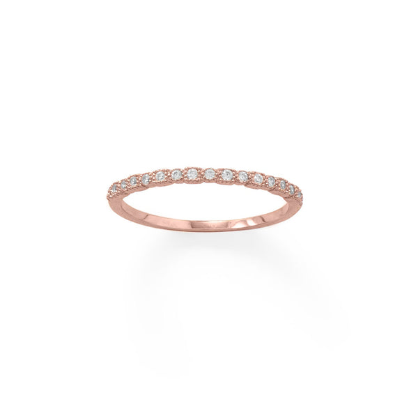 Earth Song Jewelry rose gold Thin CZ crystal stacking Ring
