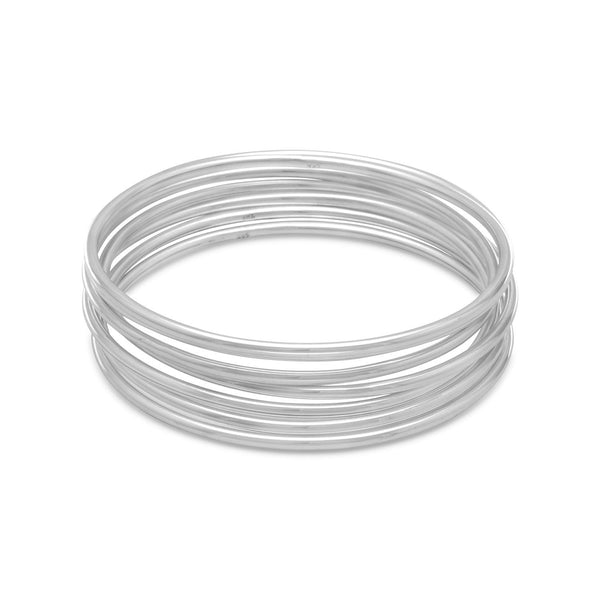 Earth Song Jewelry set of 7 sterling silver wire bangle bracelets stacked