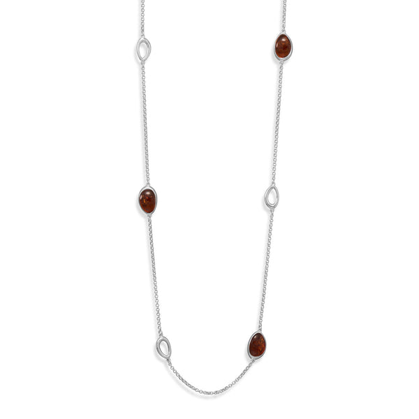 Earth Song Jewelry sterling silver Baltic Amber and Open Link Necklace