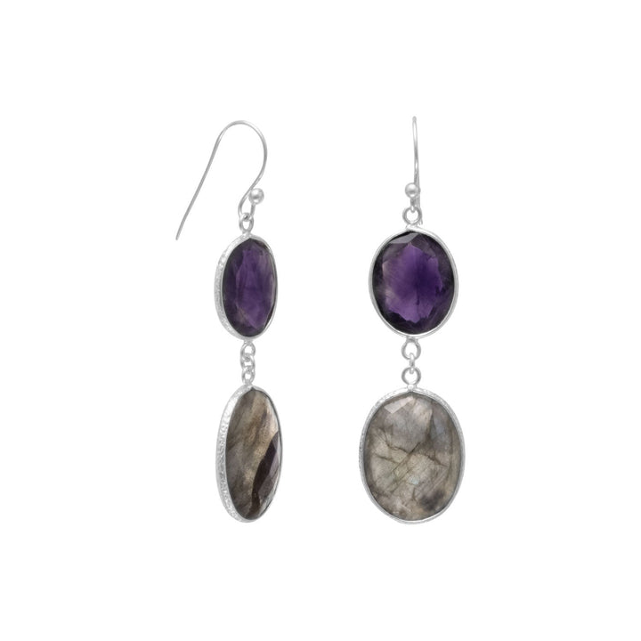 Earth Song Jewelry sterling silver Freeform Amethyst and Labradorite Earrings