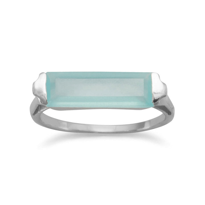 Earth Song Jewelry sterling silver Green Chalcedony Bar Ring