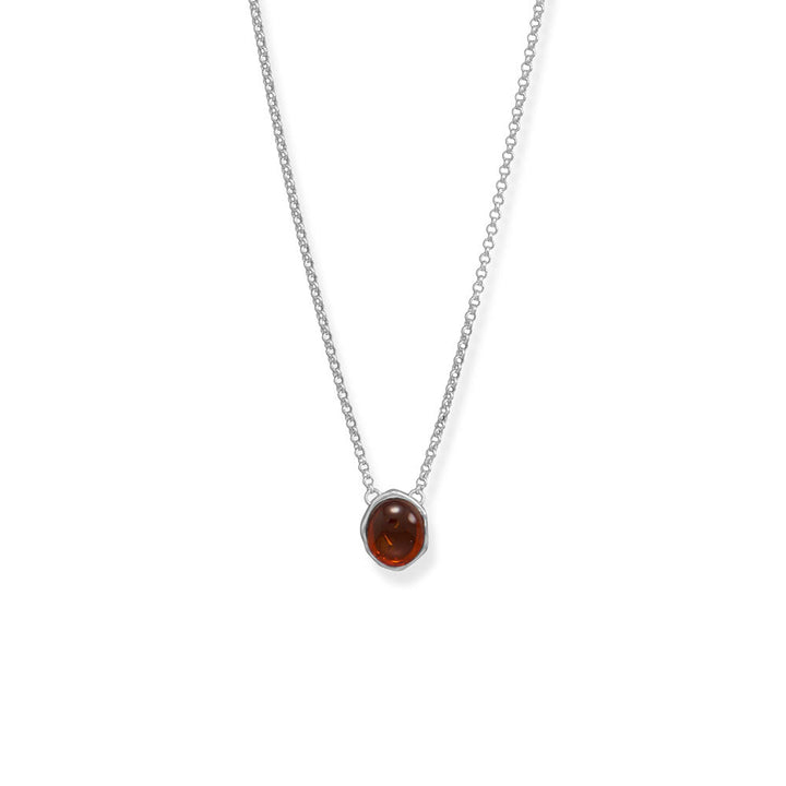 Earth Song Jewelry sterling silver Hammered Edge Oval Baltic Amber Necklace