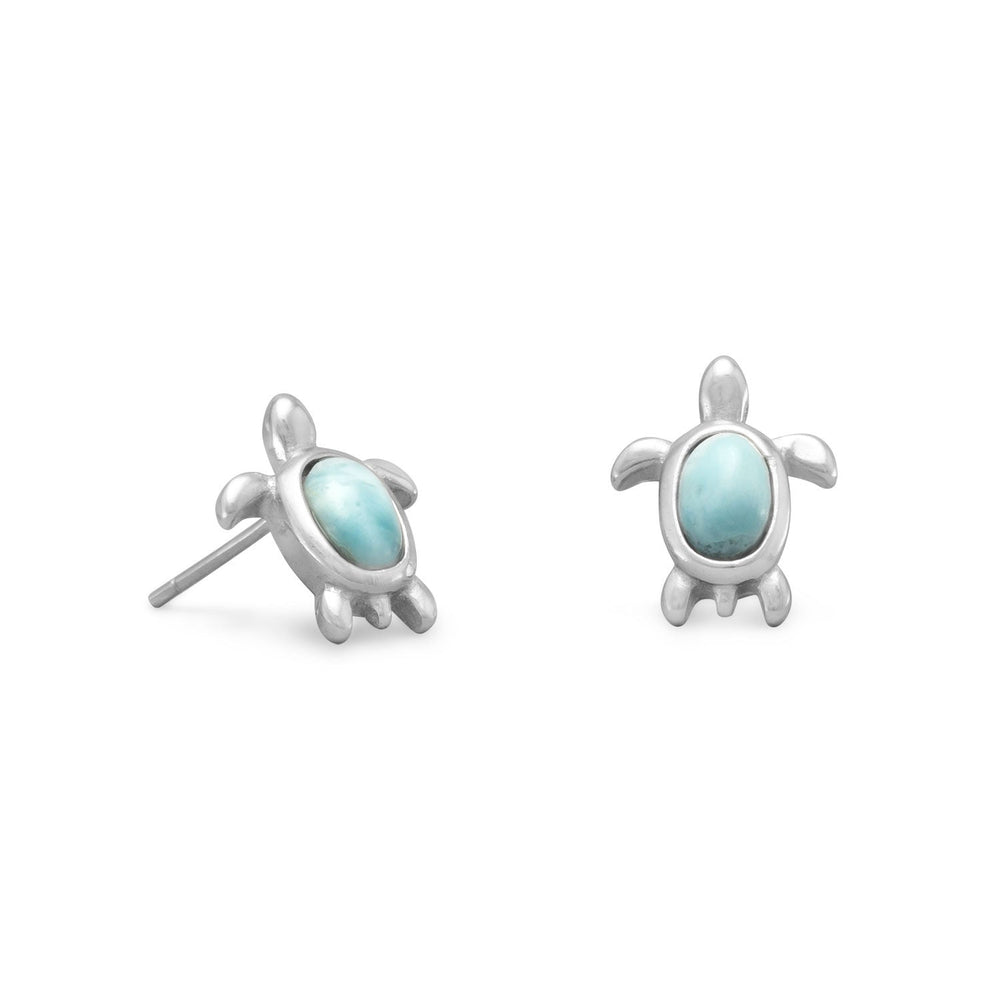 Earth Song Jewelry sterling silver Larimar Turtle Stud Earrings