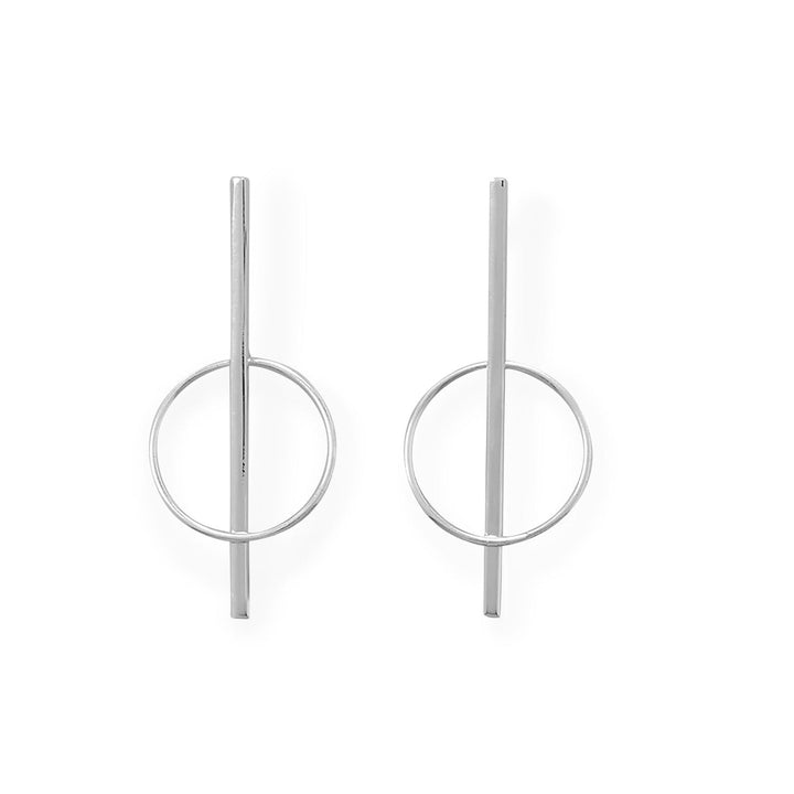Earth Song Jewelry sterling silver Long Bar with Circle Post Earrings