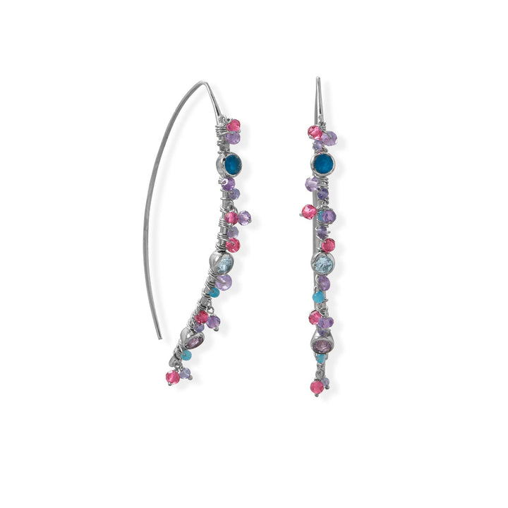 Earth Song Jewelry sterling silver Marquise multistone Beaded Earring