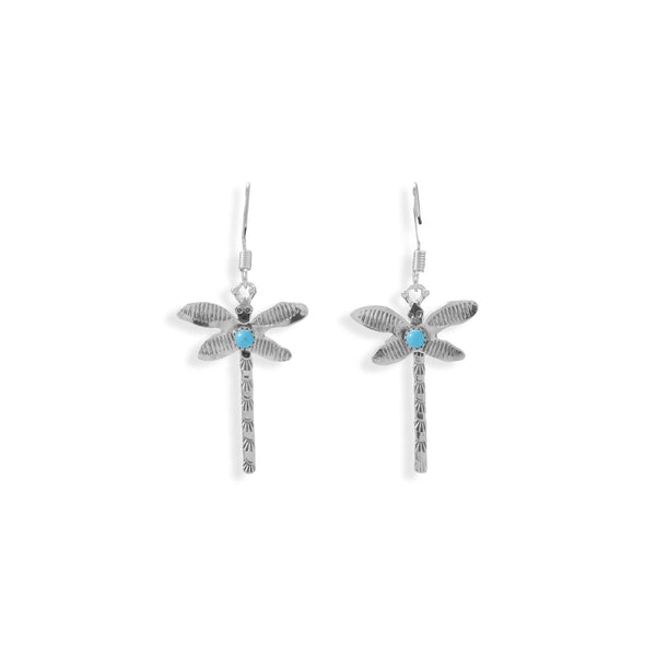 Earth Song Jewelry sterling silver Navajo Turquoise Dragonfly Earrings