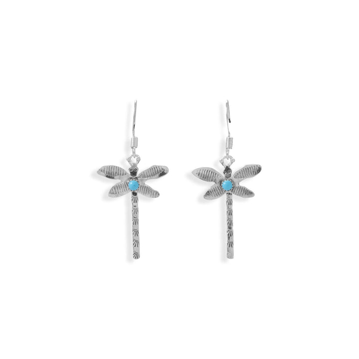 Earth Song Jewelry sterling silver Navajo Turquoise Dragonfly Earrings