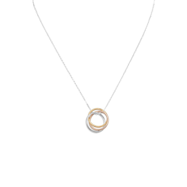 Earth Song Jewelry sterling silver Necklace with gold Tri Tone Rings