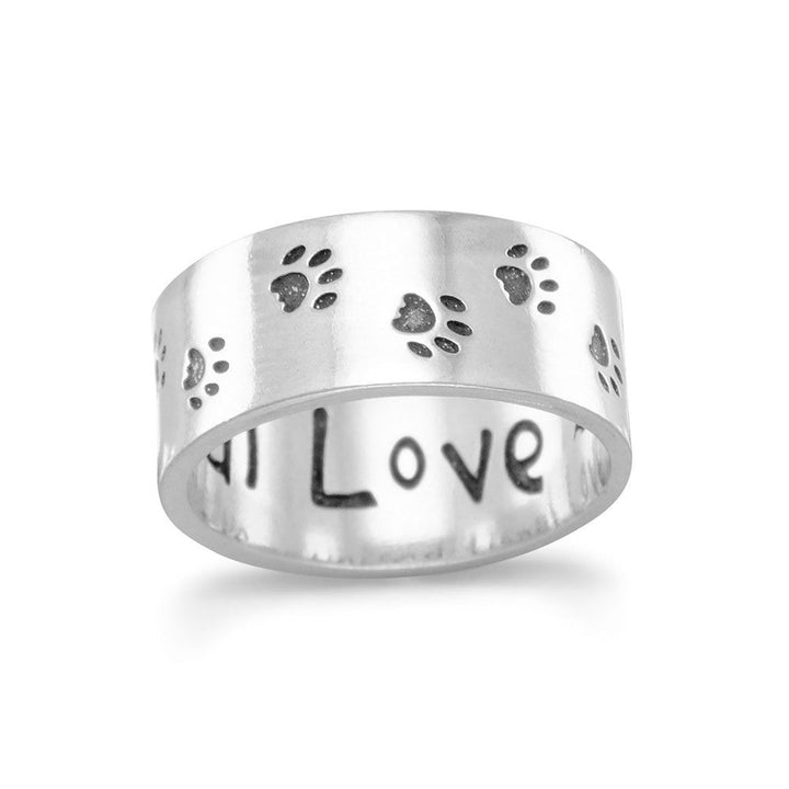 Earth Song Jewelry sterling silver Paw Print Band ring