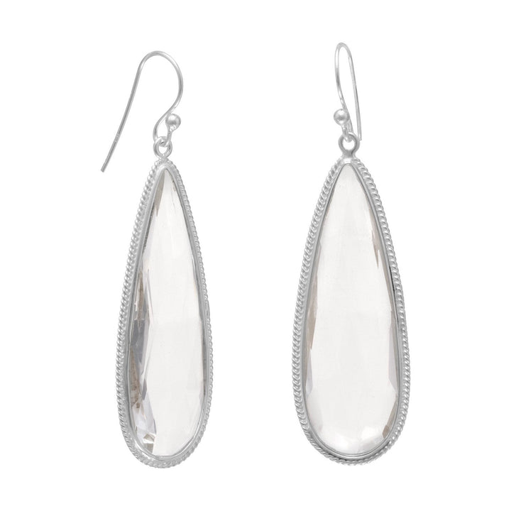 Earth Song Jewelry sterling silver Pear Shape Faceted Quartz Earrings
