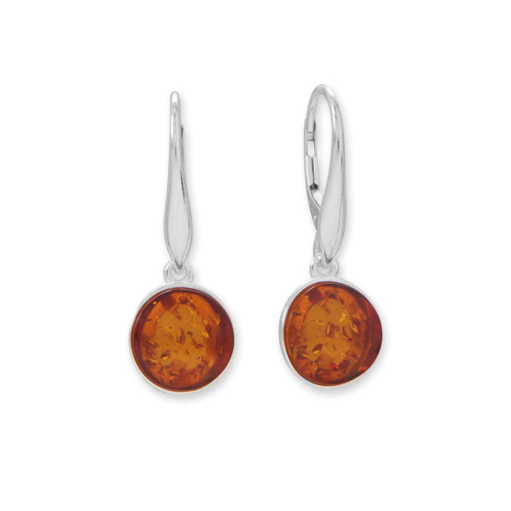 Earth Song Jewelry sterling silver Round Baltic Amber Leverback Earrings
