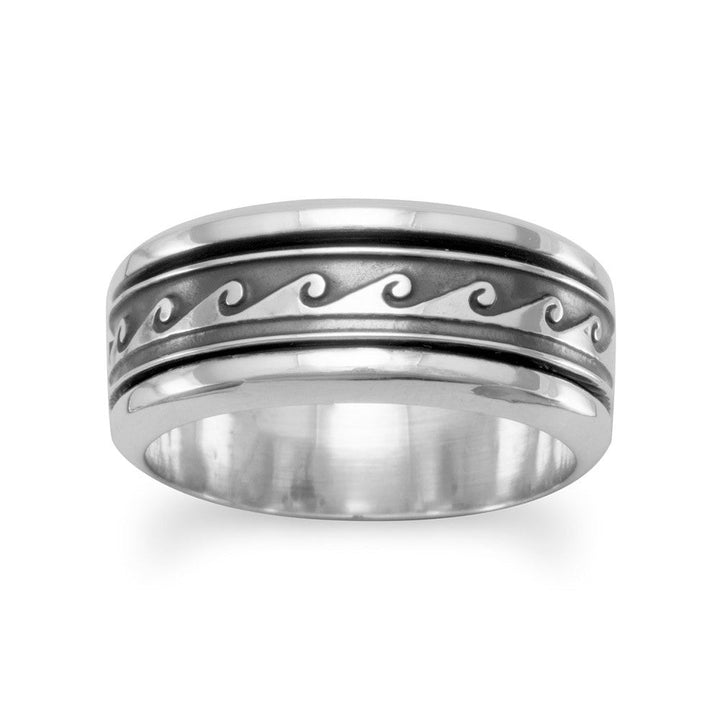 Earth Song Jewelry sterling silver Wave Design Spinner Ring
