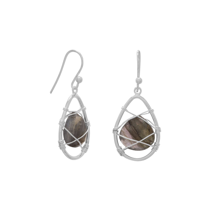 Earth Song Jewelry sterling silver Wire Wrap Labradorite Earrings