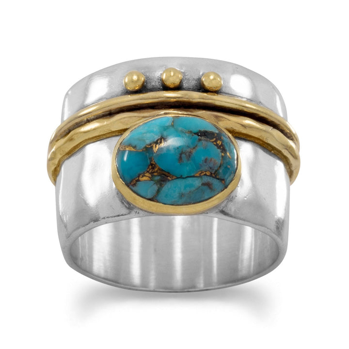 Earth Song Jewelry sterling silver and gold Turquoise band Ring
