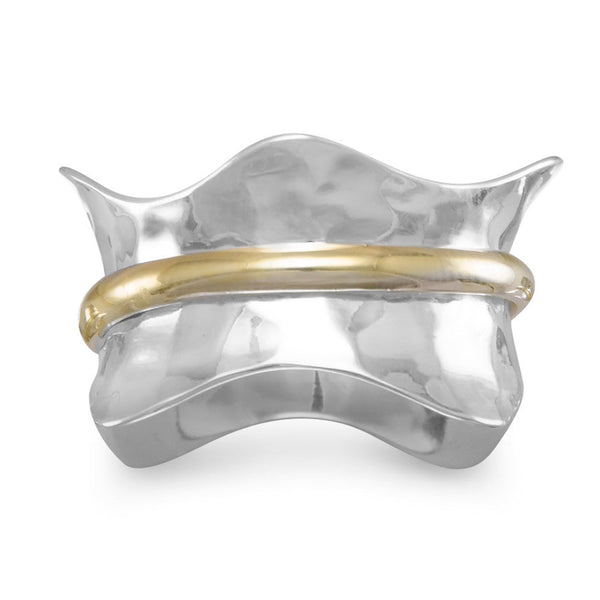 Earth Song Jewelry sterling silver and gold Two Tone Wave Spinner Ring