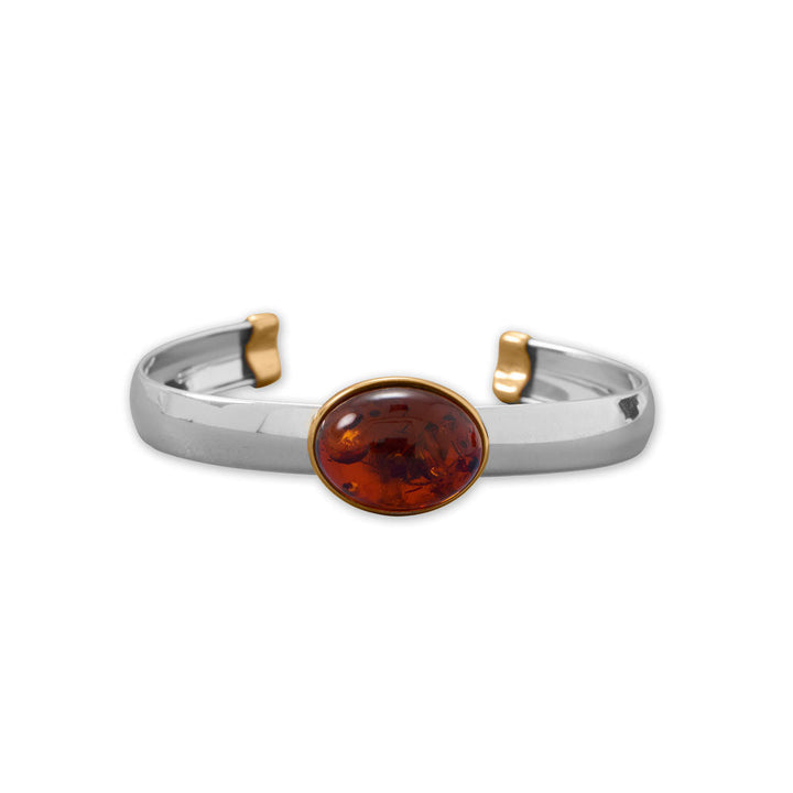 Earth Song Jewelry sterling silver gold accents Baltic Amber Cuff Bracelet