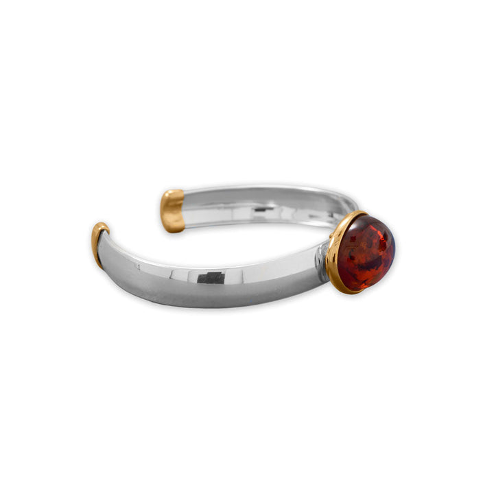 Earth Song Jewelry sterling silver gold accents baltic amber cuff bracelet from side